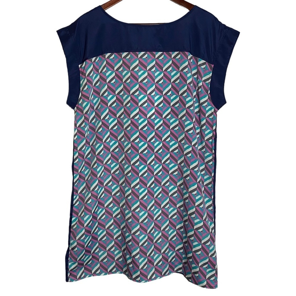 Ya Los Angeles Geometric Graphic Print Boatneck Mini Short Shift Dress Large L